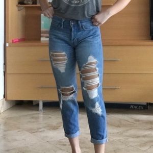 Distressed boyfriend jeans